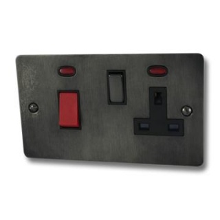 Flat Slate Effect Cooker Switch with Socket (Black Nickel Switch)